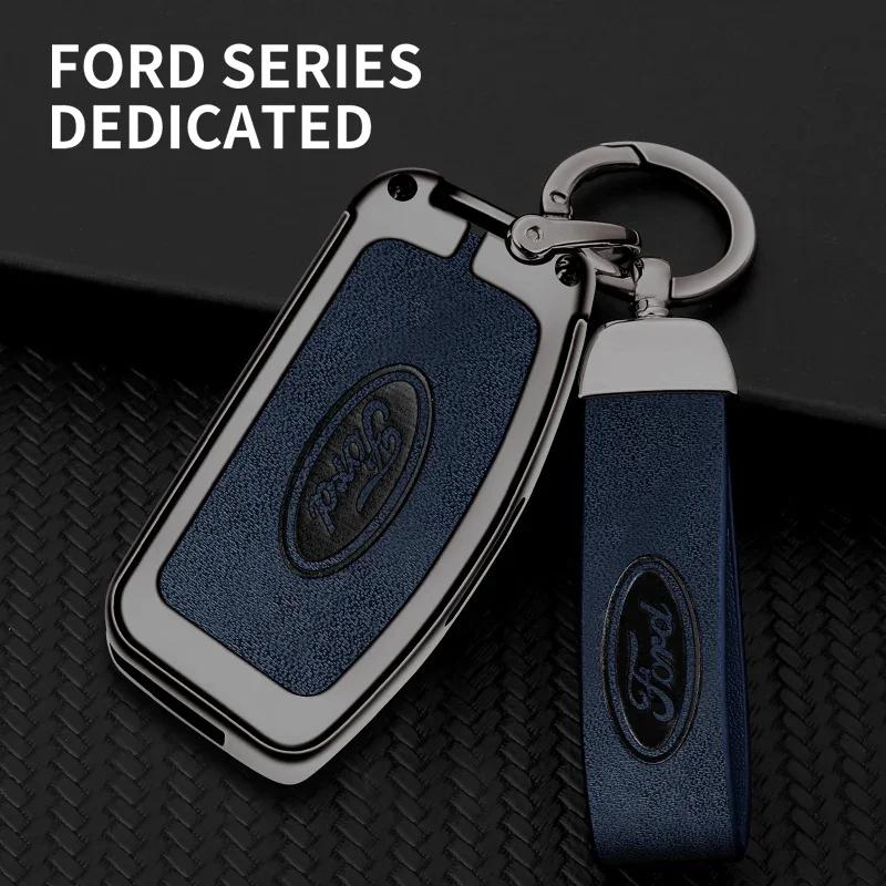 Autoaufkleber 2025 Heißes Leder Auto Schlüsselanhänger Hülle Schlüsselanhänger Schutzschale für Ford Fiesta Focus 2 C-Max Ecosport S-Max Fusion Mon