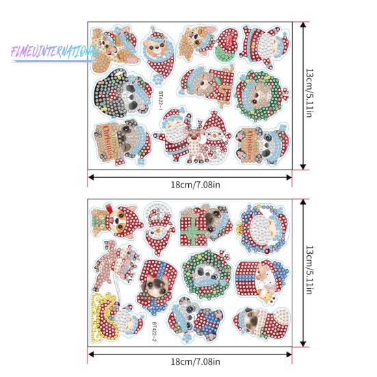 1 Set Diamant-Malerei-Aufkleber zum Selbermachen, Cartoon-Muster, Weihnachten, Strass-Aufkleber-Set für Urlaubsdekoration