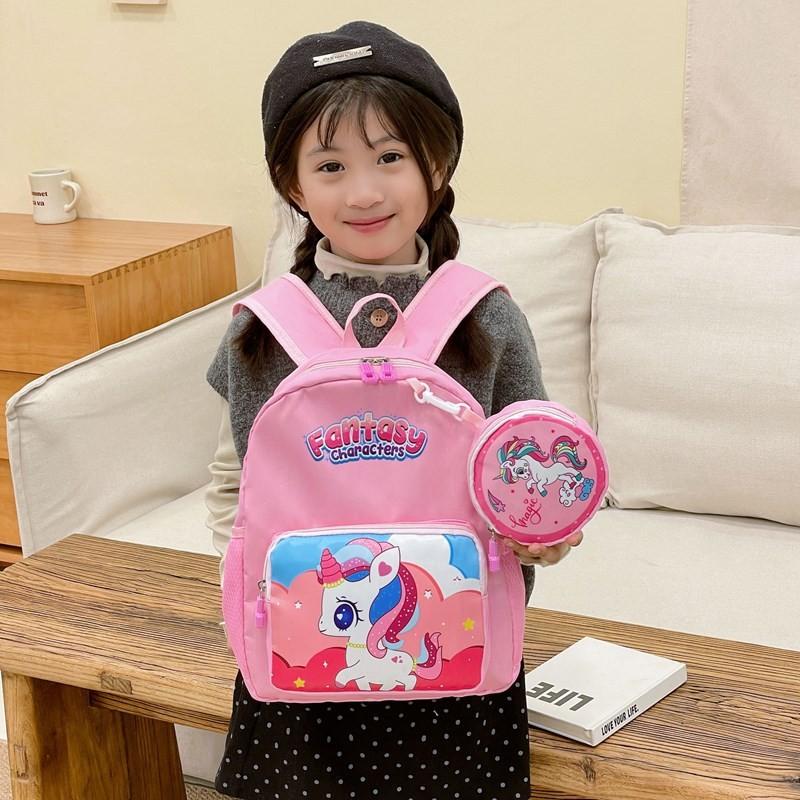 Cartoon Animal Unicorn Backpack Printed Nylon Versatile And Cute For Children