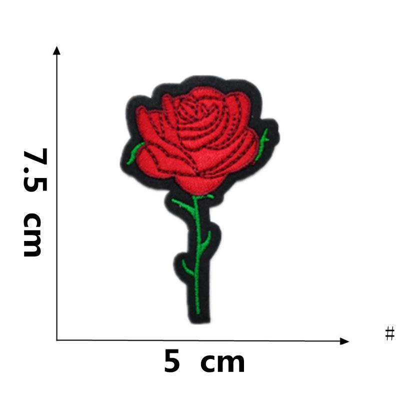 Rose Plum Blossom Embroidered Iron-On Fabric Patch for Clothing Decoration