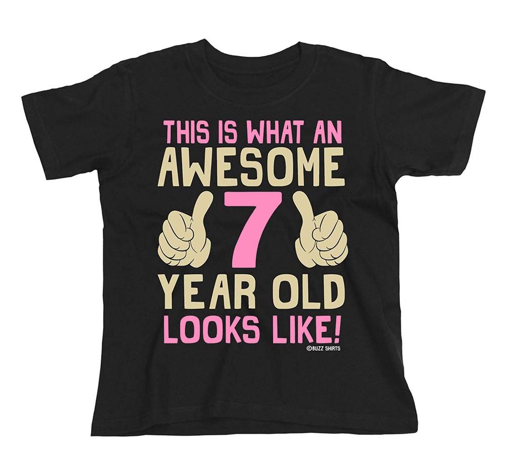 

Футболка для девочек на 7-й день рождения Детская Хлопковая Потрясающая Идея ПОДАРКА для 7-летней S