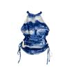 Chinese Style Ink Painting Print Halter Spaghetti Straps Vest Women's Outerwear Western Style Slim Fit Slimming and Short Drawstring Top Summer