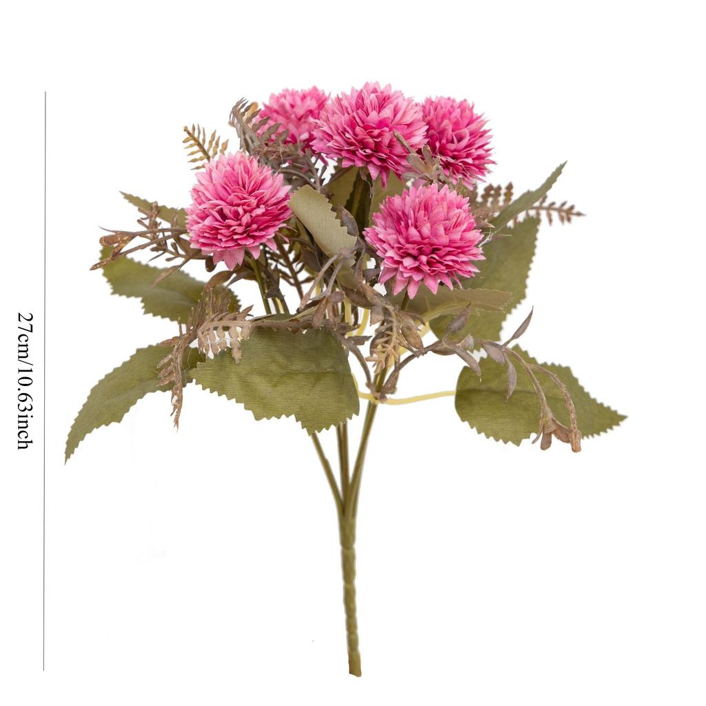 1PC Vintage-style artificial ball chrysanthemum bouquet; table centerpiece; faux flowers for living room; home decor; party decoration.