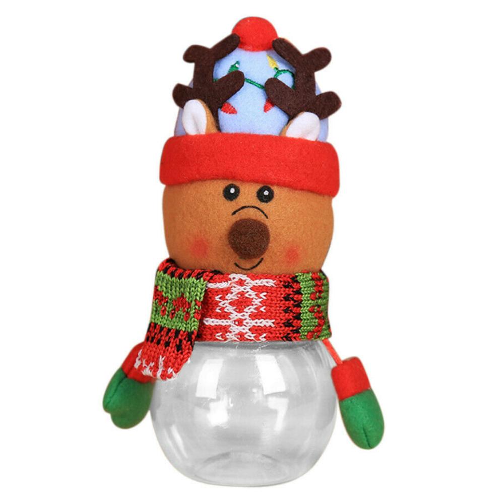 1/5 Pcs Christmas Candy Jar Storage Bottle Santa Snowman Shaped Bag Sweet Box Kids Gift