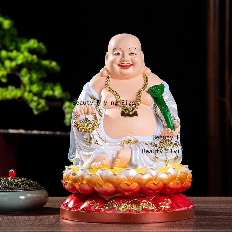 Harz Maitreya Buddha Statue Chinesischer Stil Buddha Statue Ornament Haushalt Verehrte Statue Heimdekoration Wohnzimmer Dekoration
