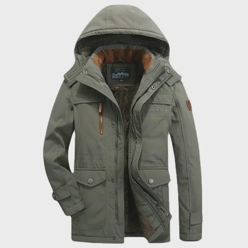Men's Winter Multi-Pocket Cotton Coat - Thickened, Loose, Cold-Resistant, Casual Style 8186