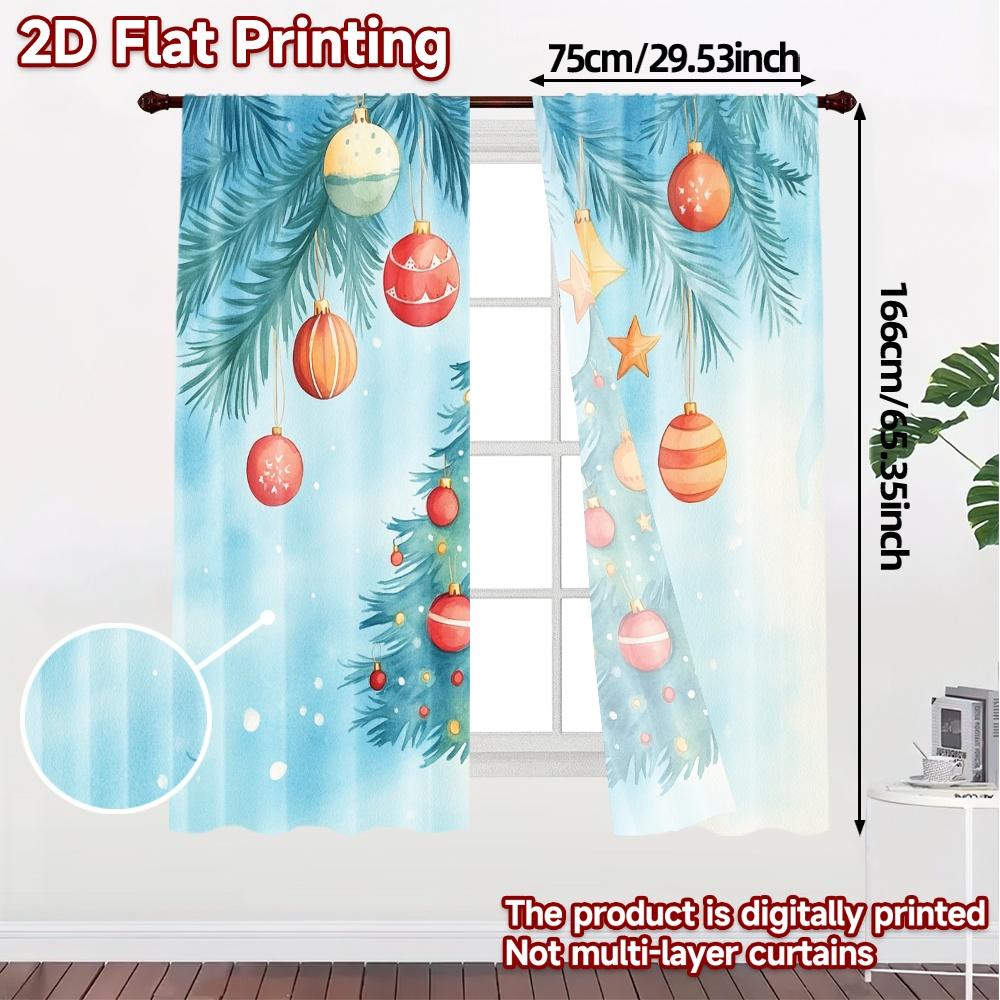 2pcs,Curtains Christmas Ornaments Winter Tree (2) Modern Pattern Curtains Durable Polyester Curtains Art Deco Festive Ldeal for