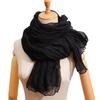 Women Pleated Scarf Thickened Weave Autumn Winter Scarf Solid Color Breathable Shawl Headscarf Outfit Accessories