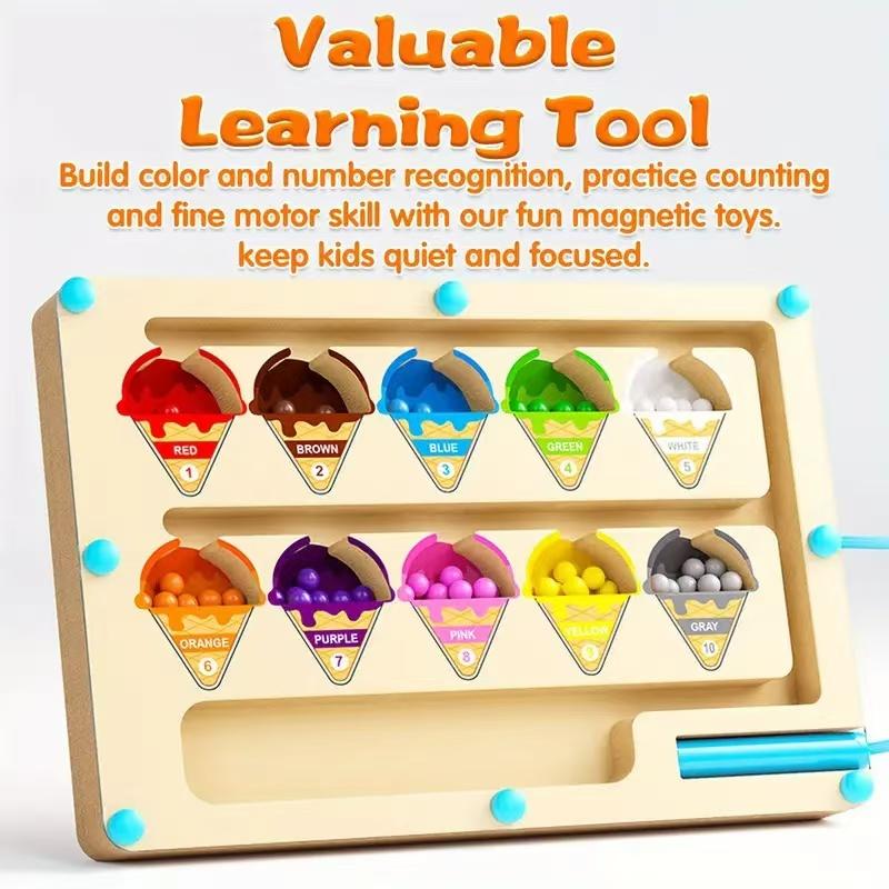 Wooden Color Shape Magnetic Maze Magnetic Sorting Travel Board Montessori Educational Learning Toys For Age 3+ Fine Motor Skills