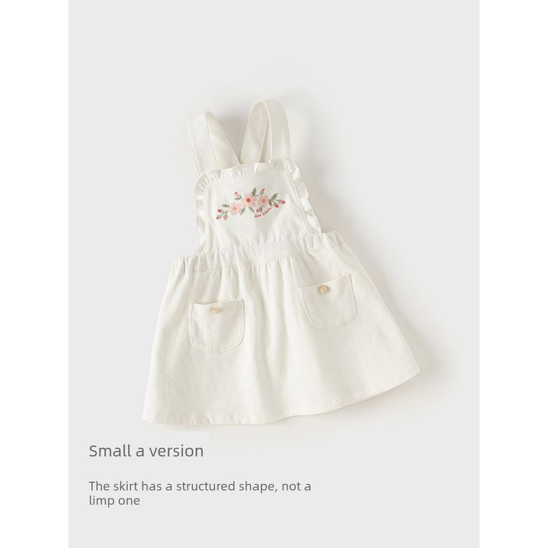 David Bella Children's Suspender Dress Spring New Style Girls' Stylish Suspender Dress Baby Girl White Dress Children's Clothing
