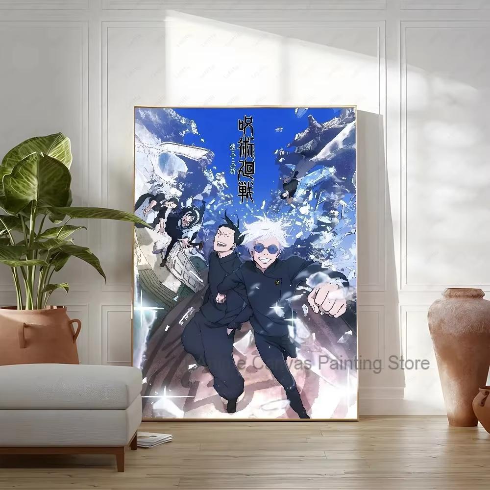Arazzo Personaggi Principali Jujutsu Kaisen Gojo Megumi Nobara Scena di Battaglia Stampa Anime Azione Appeso a Parete per Decorazione Camera da Letto