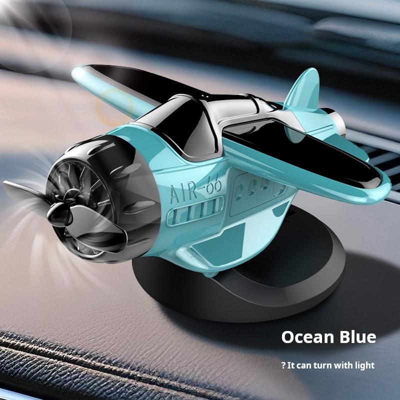 Non-Toxic 360 Rotary Car Solar Airplane Ornaments Creative Solar-Powered Aircraft Model For Car Center Console Multiple Colors Car Decor