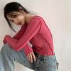 Long Sleeve T-shirts Women Spring Solid O-Neck Elegant Bright Line Decoration Slim Casual Soft High Quality Ladies Clothing Tees