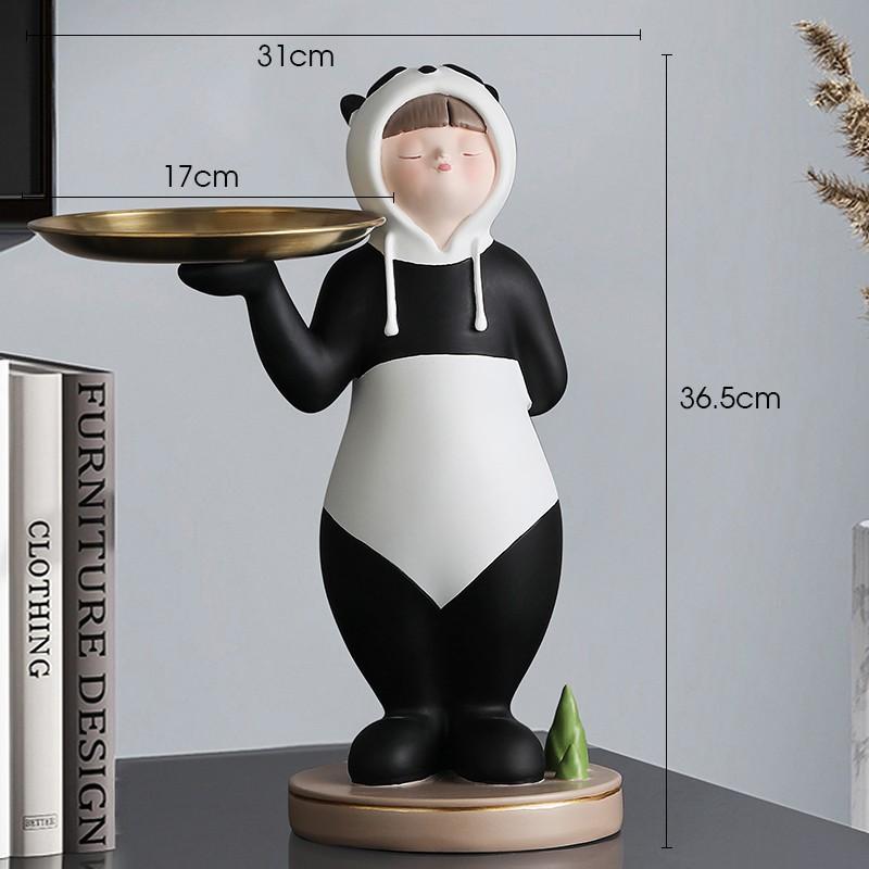 Creative Design Panda Girl Floor Ornament Large Pallet Storage Living Room Nice Entrance Home Decoration Home Relocation New House Gift
