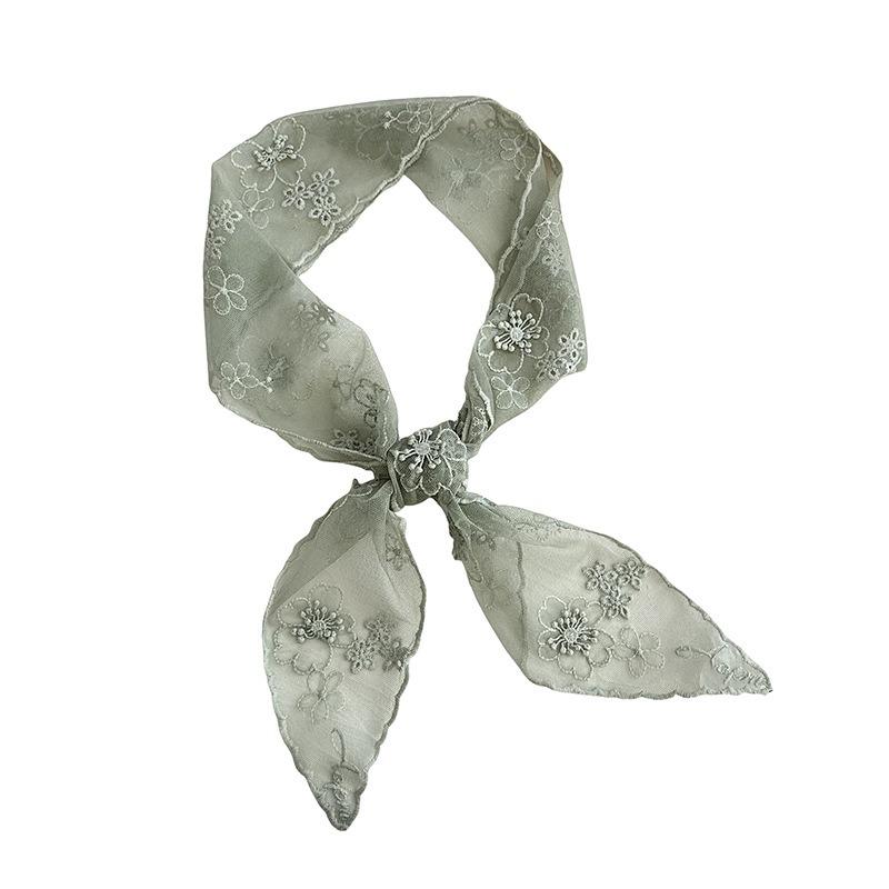 Lace silk scarf high-end three-dimensional relief embroidery embroidery silk scarf versatile neck protection small scarf scarf decorative belt