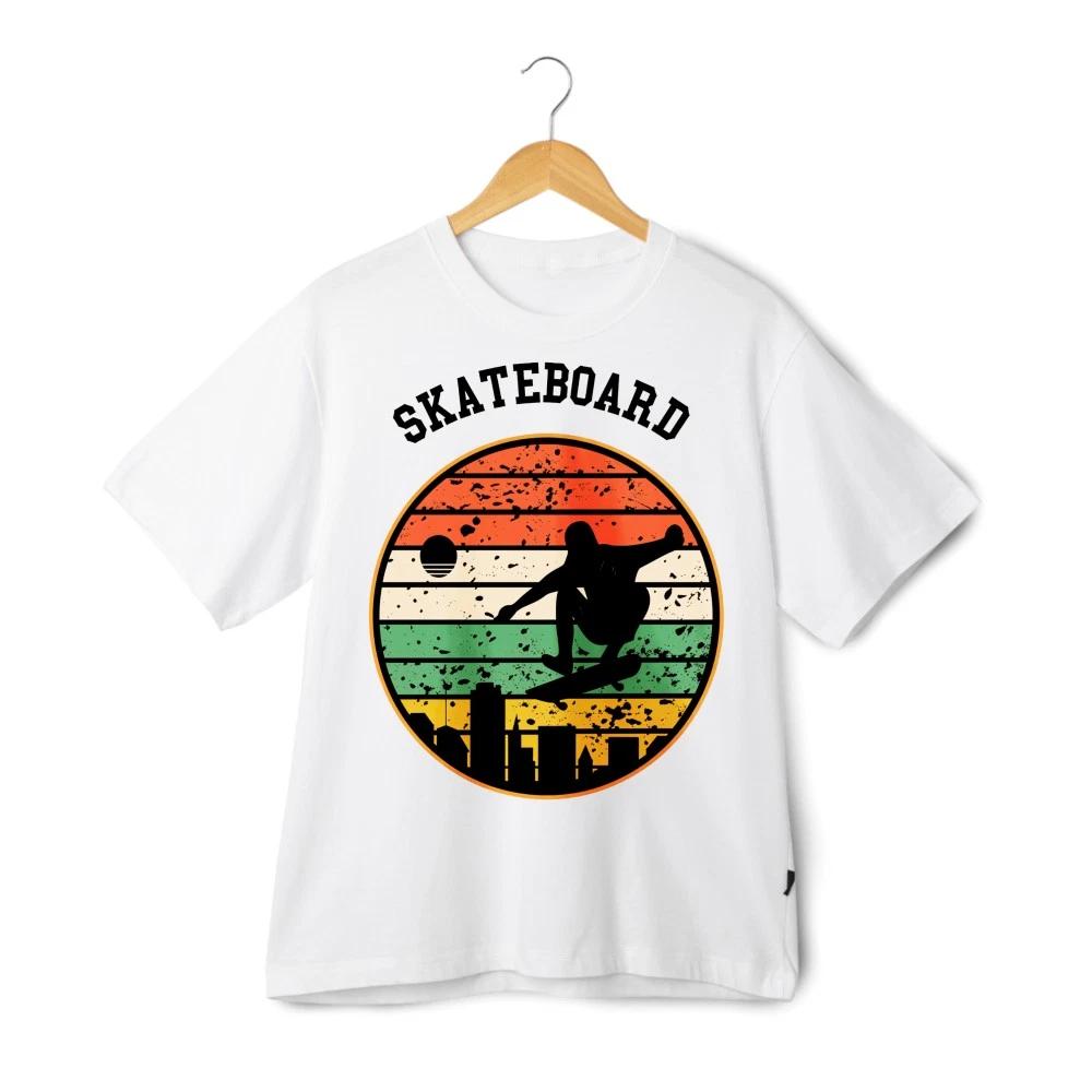 Unisex White T-Shirt with Skateboard Graphic for American Street Culture 2XL