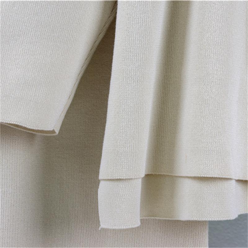 Fashion Knitted Set Women's Autumn New Style Loose Medium to Long Collar Cardigan Wide Leg Pants Two Piece Set