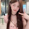 Spring/Summer Sexy Sweetheart Black Butterfly Embroidered Pink Bra With Steel Rim, Thickened For Small Breasts, Women Bra Set
