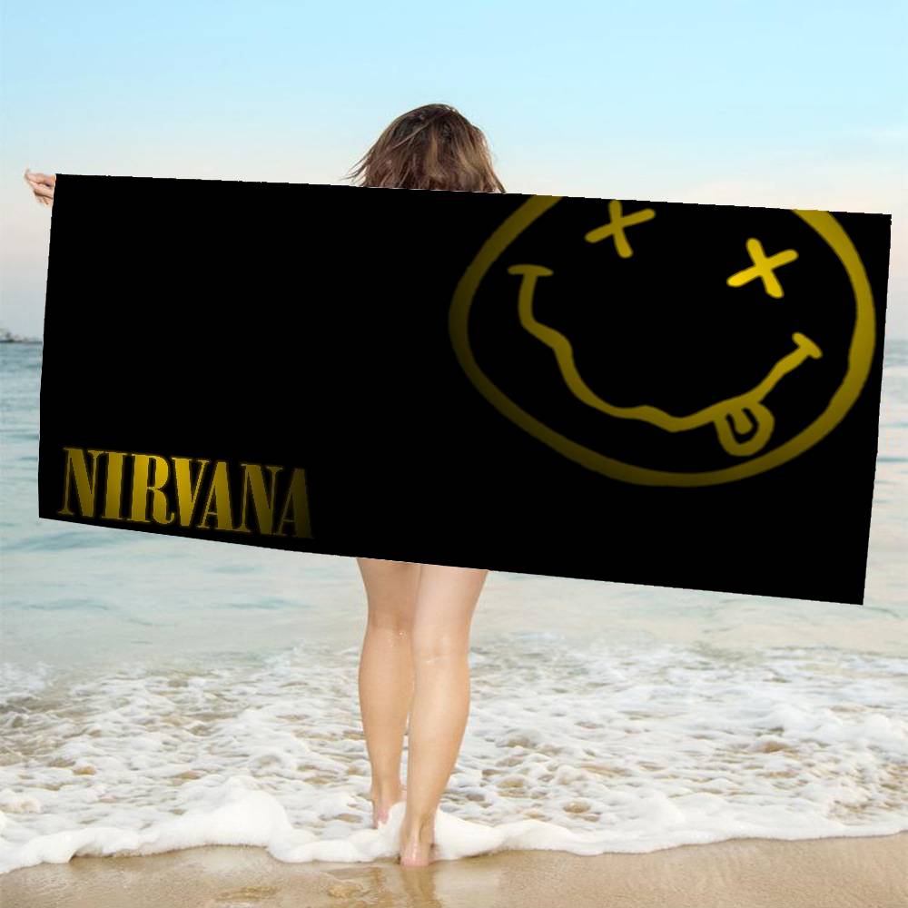 Hot Band N-Nirvanas Rock Beach Towel Colorful Bath Towels for Girl Microfiber Quick Dry Custom Sand Free Beach Yoga Spa Gym Pool
