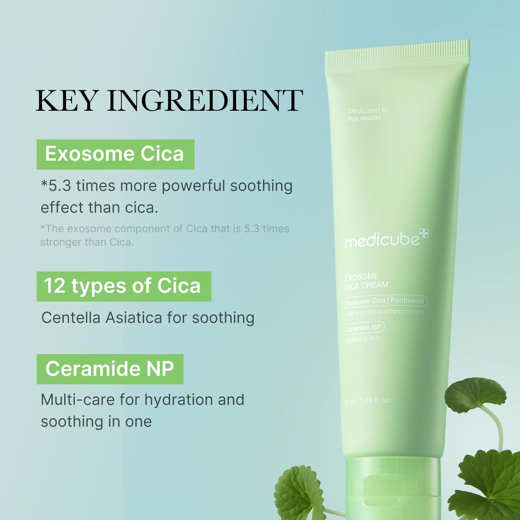 Medicube Exosome Cica Cream, Moisturizing, Moisture Barrier, Hydrating, Skincare, Korean Cosmetics, Moisturizing