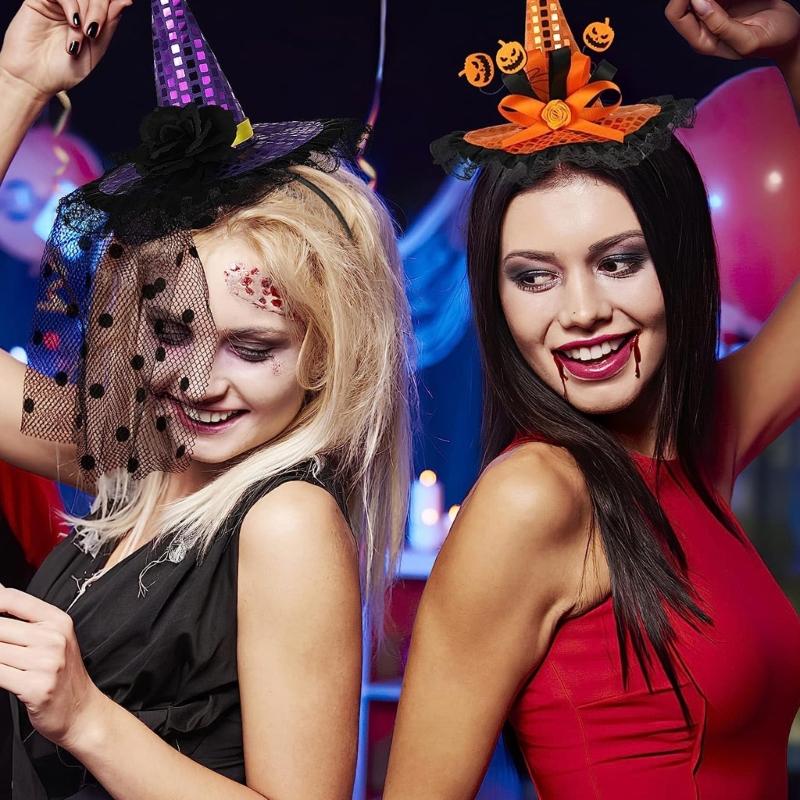 Witch Hat Headband for Adult Cosplay Party Costume Novelty Wizard Cap Hairband Holiday Masked Ball Headgear Accessories