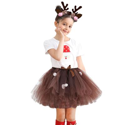 Bao Core Set Costume Cosplay di Natale per Include Gonna in Tulle e Renna Carina Principessa Strega Palco Festa di Natale Elementare Età Bambine,