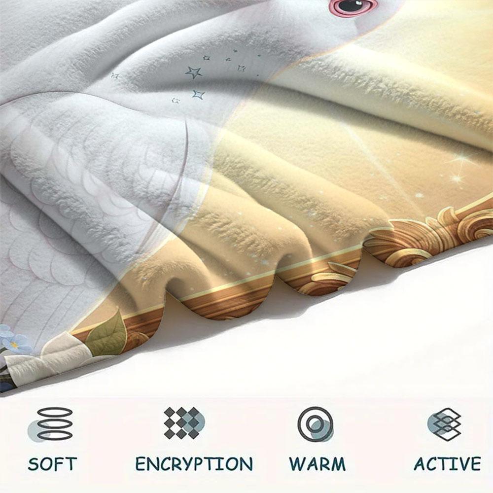 1Pc SacredBird Print Flannel Blanket, High quality Comfortable for All Seasons, Home Decor, Warmth and Comfort, Perfect for Christmas Gifts