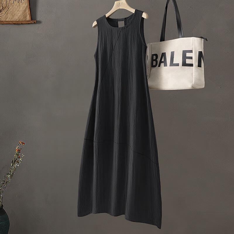 Women's Spliced Draped Sleeveless A-Line Midi Dress