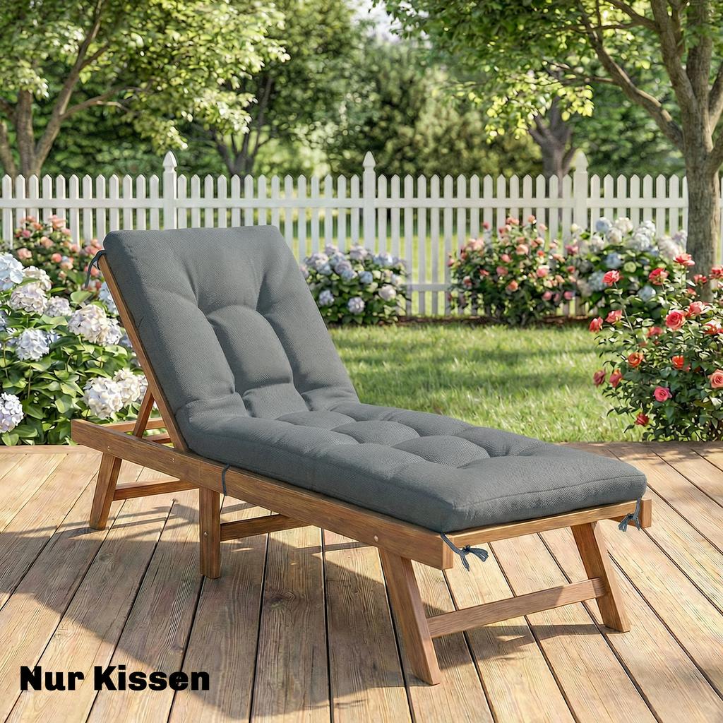 Pallet Cushion Removable Seat Cushion with Fastening Straps Pallet Pad for Most Loungers 198x65x13cm Dark Grey