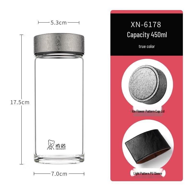 Xinuo Portable Glass Water Bottle
