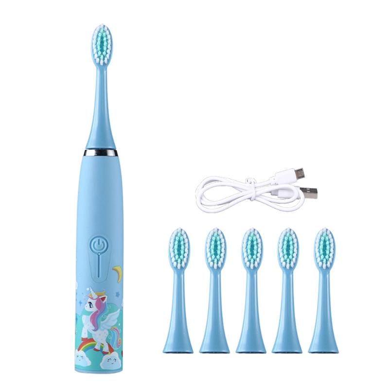 Автоматическая ультразвуковая электрическая зубная щетка с рисунком из мультфильма — фото 9
