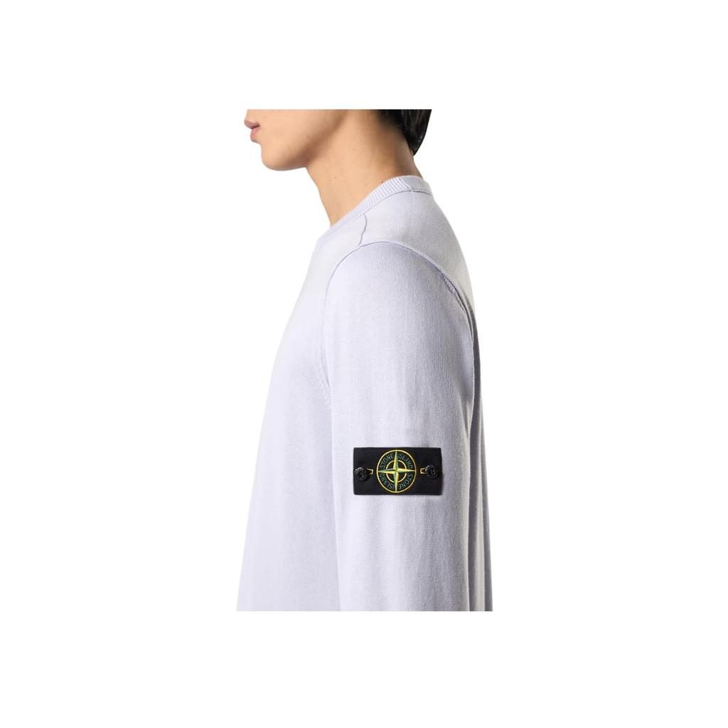 Stone Island Badge Crew Neck Long Sleeve Sweater Men sweater Lilac K1S1551000-53S00B2-V0088