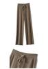 Women's High-Waist Wool Wide-Leg Pants - Autumn/Winter Floor-Length Knitted Casual Trousers