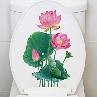 Squisito Foglia di Loto Dipinta a Mano Cartone Animato Foglia di Loto Adesivi per Sedile del WC Decorazioni per la Casa Adesivo Murale Adesivo Autoadesivo Decalcomanie per WC