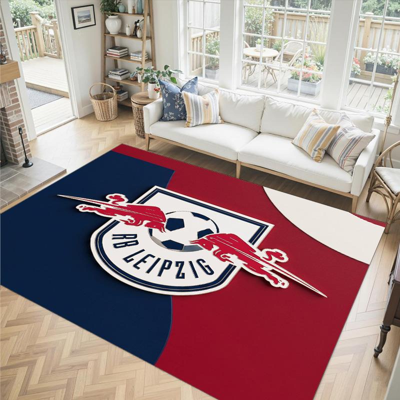 Tappeto in Velluto di Cristallo Design Calcio RB Leipzig Accogliente Non?Tappeto Stampato Antiscivolo per Camera da Letto Soggiorno Ingresso