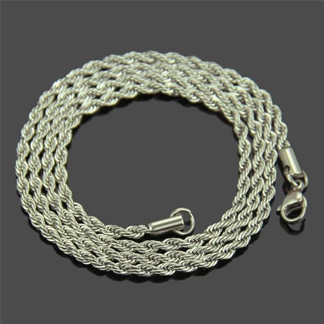 Width 3mm Cuban Link Chain Punk Mens Necklaces Stainless Steel Chains Gold Color 316l Necklace for Men Curb Hip Hop Jewelry
