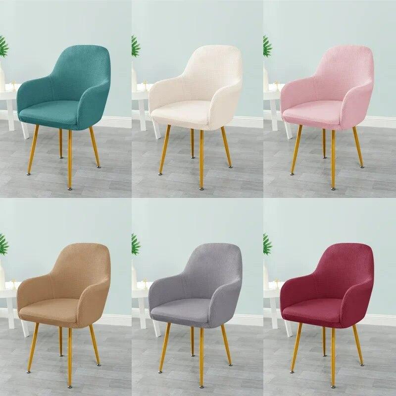 Polar Fleece Elastic Dining Chair Covers High Arm Office Armchair Seat Slipcovers Adjustable Chairs Covers for Living Room Decor