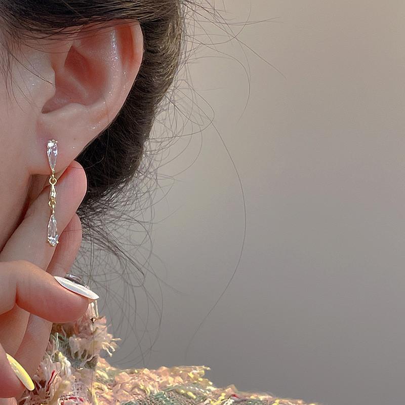 New Korean Luxury Shiny Zircon Ball Flower Pendant Long Earline For Women Fashion Jewelry Unusual Earring Ear Accessories