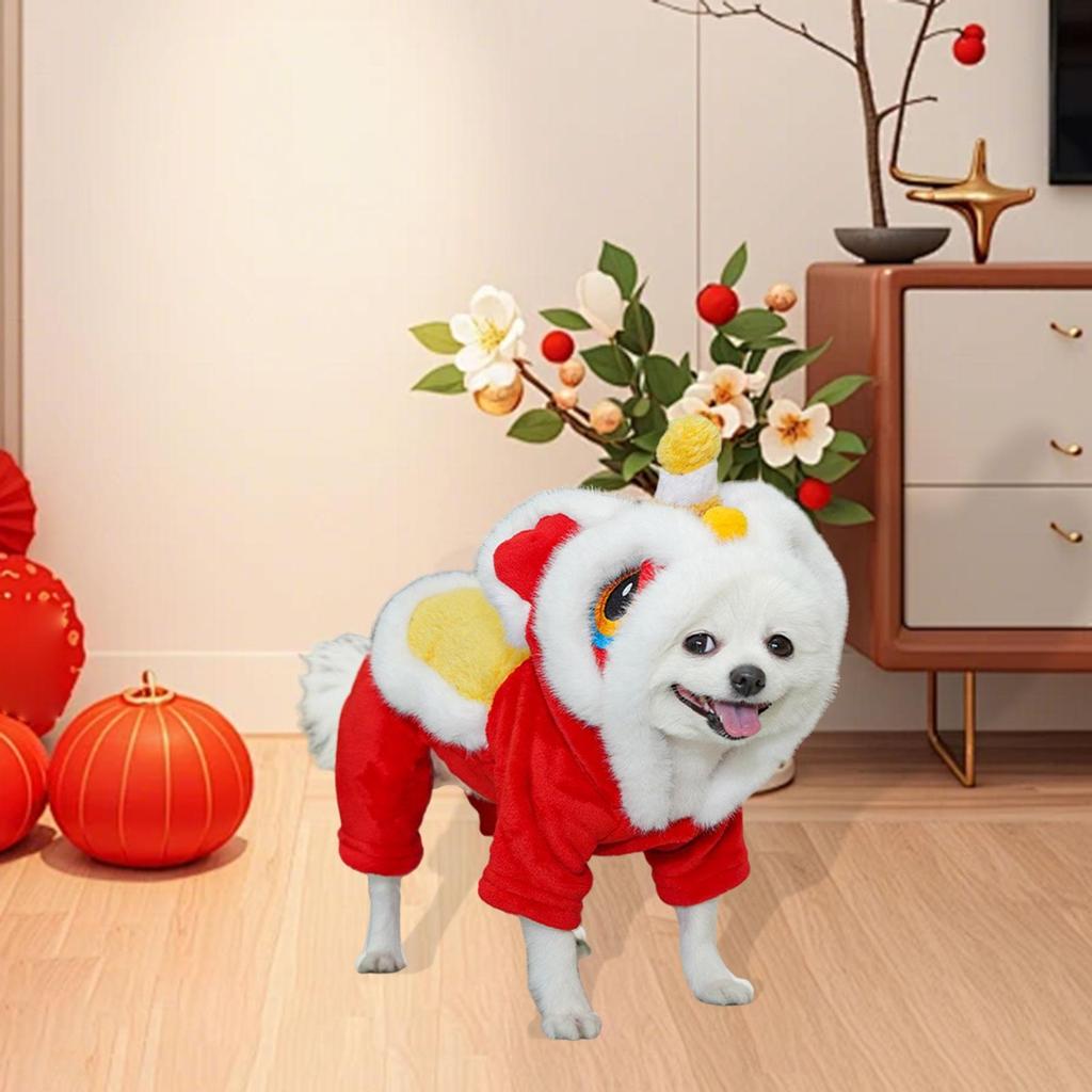 Chinese New Year Pet Costume Dog Cat Outfit Lion Dance Dog Costume Puppy Apparel for Gatherings Spring Festival Photo Prop