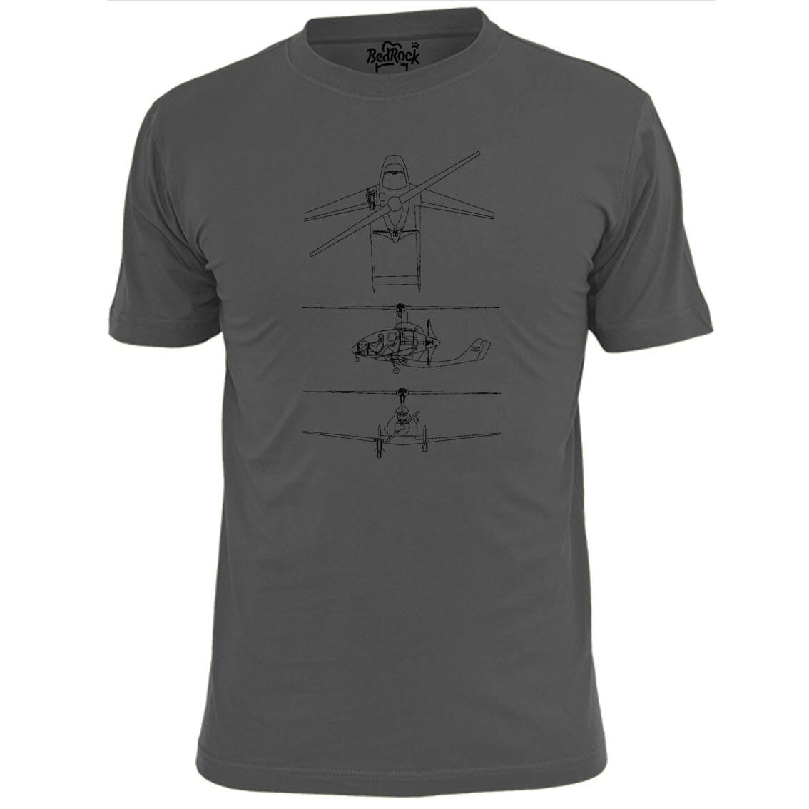 Mens Cartercopter Autogyro Helicopter Blueprint T shirt Aircraft Chopper 4XL