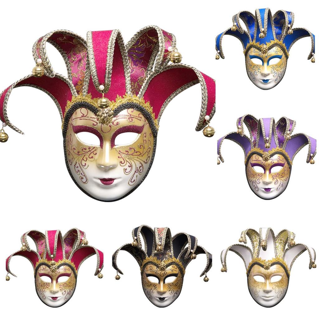 Venetian Party Diamond Masquerade Masks Full Face Jester Joker Cosplay Mask Halloween Carnival Art Decoration Accessories