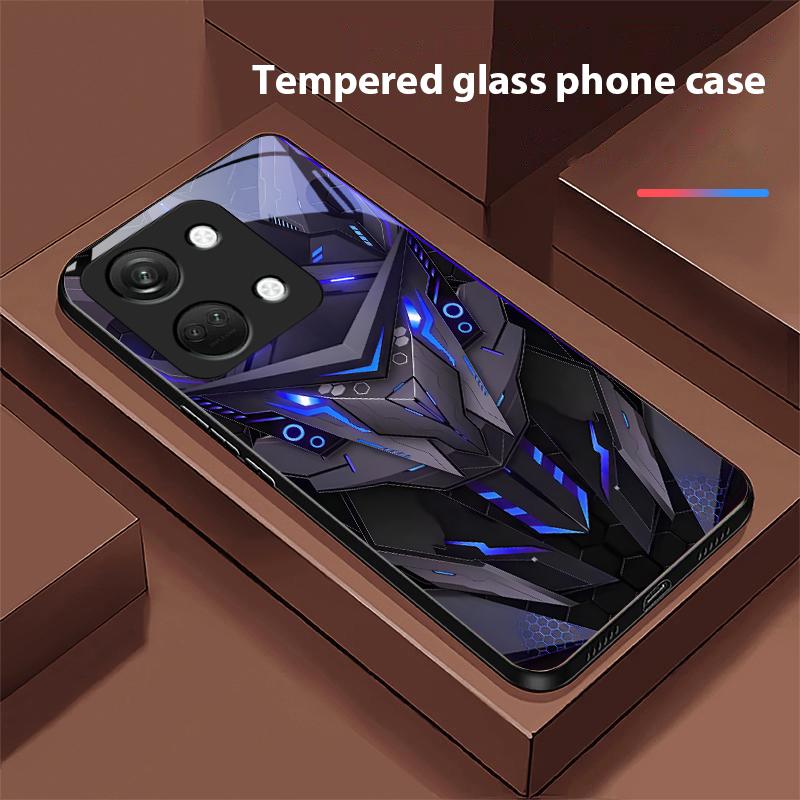 Creative Mech For OnePlus Nord 3 5 6T 7 Pro 8 12 10T Reno8 Lite 5G 10R Nord N30 Hard Shell Tempered Glass Phone Case Black