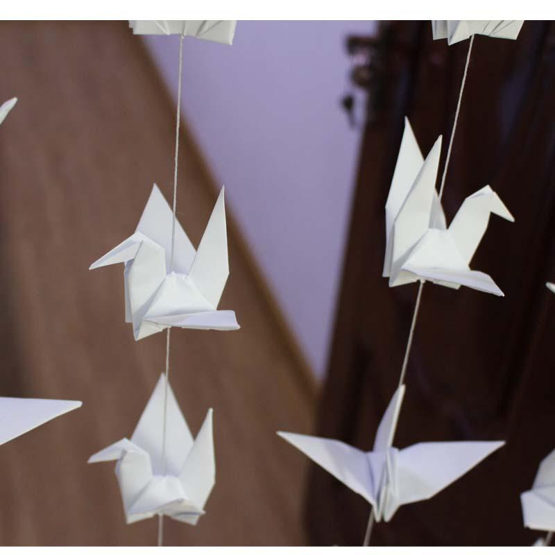 1Strings White Origami Paper Crane Garlands Decor Origami Birds Streamers for Baby Shower Engagement Valentines Birthday Party