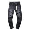BeatStreet New Jeans גברים טרנד אופנה שטיפה רטרו הדפסת גרפיטי תיקון מותן נמוך מתיחה סקיני כפתור קפלים קרועים מכנסי ג'ינס
