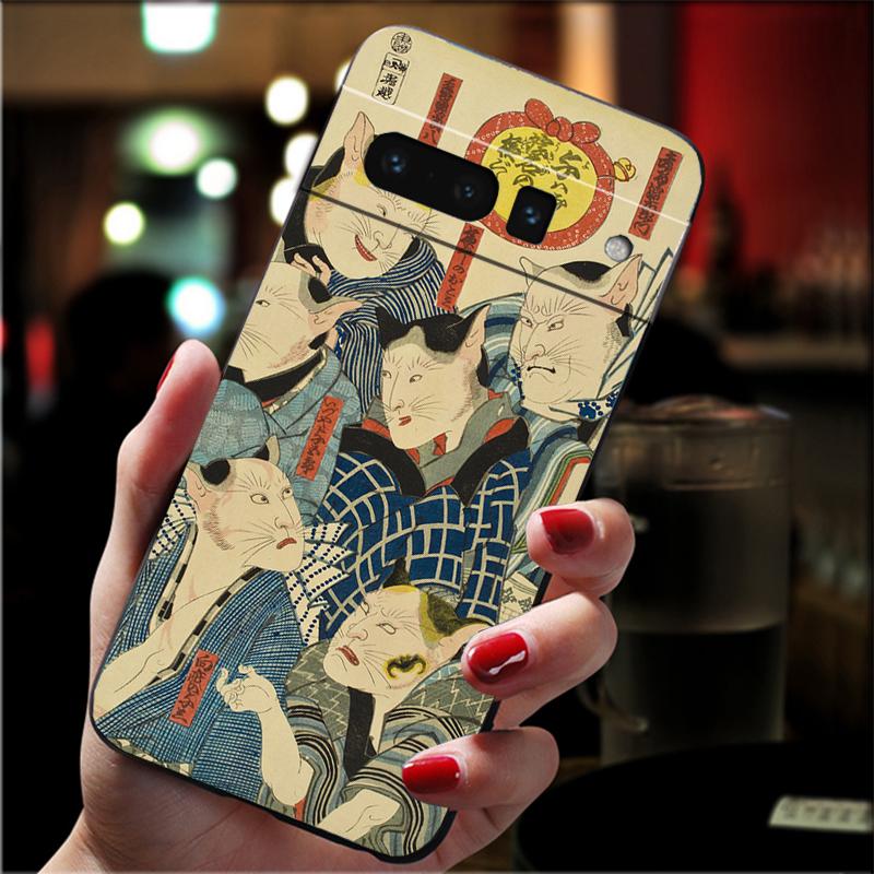 Phone Case For Google Pixel 10 9 Pro XL 9A 8 7 6 Pro Pixel 8A 7A 6A Pixel 8 7 6 5 Japanese ukiyo-e Art Panther leopard Tiger