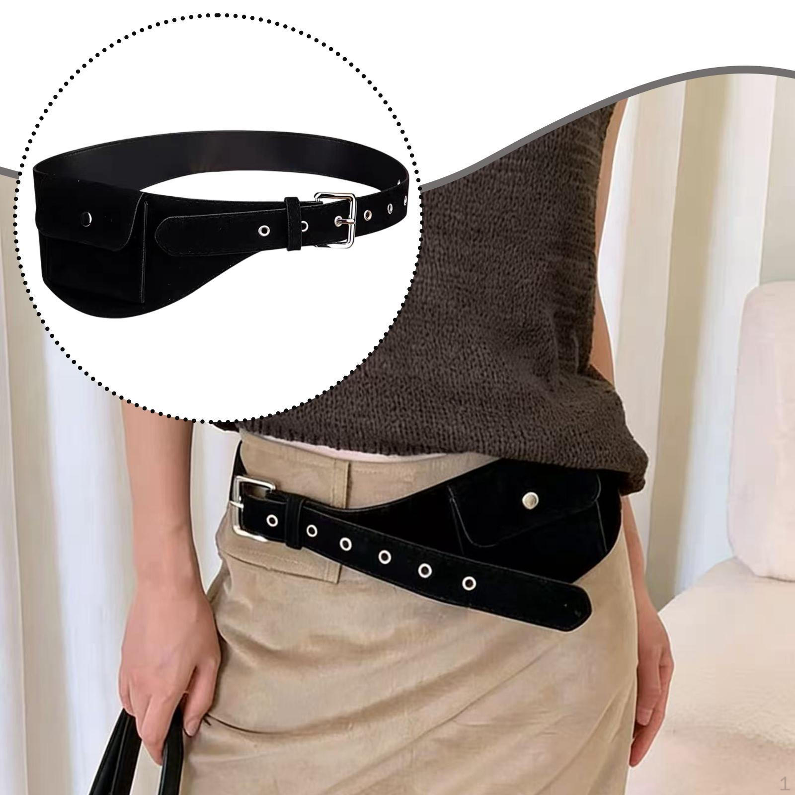 

Suede Waist Belt for Women Casual Hip Hop Band Club Festival Pants чёрный
