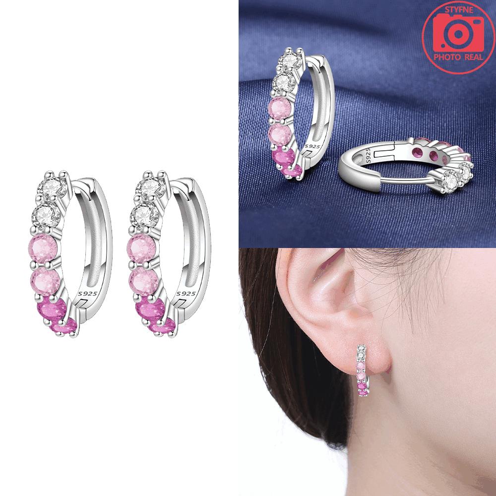 925 Zilver Roze Serie Oorbellen Vlinder Liefdesharten Zirkonia Fijne Oorbellen voor Vrouwen Sieraden Verjaardagscadeau