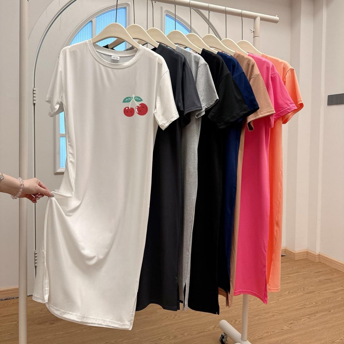 

Жіноча футболка-сукня великого розміру вільного крою з круглим вирізом та короткими рукавами, сукня в довгому розслабленому стилі, сукня для сну довжиною до коліна 2XL білий