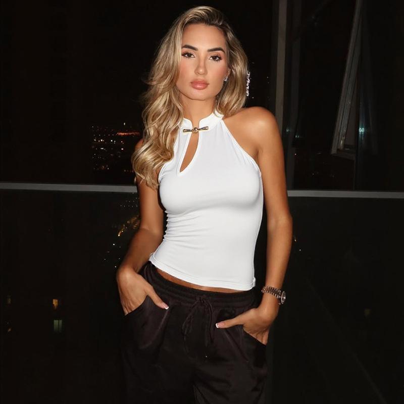 Ципао Пряжка Жилет Сетка Стрейч Повседневный Жилет L белый