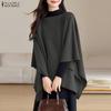 ZANZEA Women Casual Round Neck Batwing Sleeve Loose Cover Up Blouse